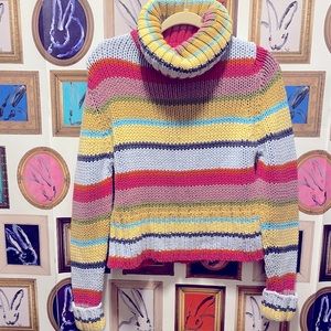 Adorable Striped Knit Turtleneck Sweater Size M